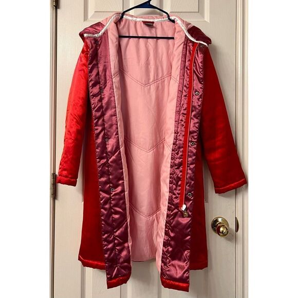 RARE Womens 2004 NIKE AIR Red Hooded Sports Athletic Boxing Robe Jacket Small - Picture 11 of 12